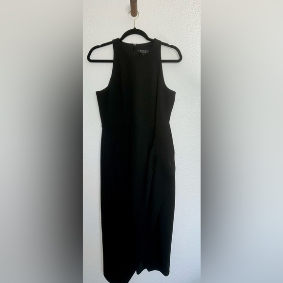 Laundry By Shelli Segal Black Cocktail Black Sleeveless Midi Dress Lined Sz 8 - Picture 5 of 17